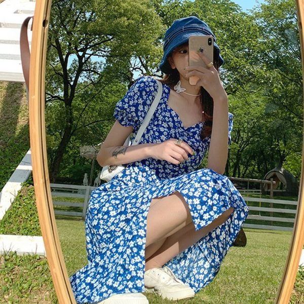 boutique dress summer 2021 french broken flower fork long skirt shows thin temperament gentle wind platycodon, Black;gray
boutique dress summer 2021 french broken flower fork long skirt shows thin temperament gentle wind platycodon, Black;gray