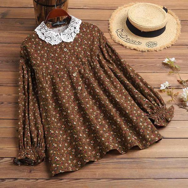 women's blouses & shirts spring oversized floral printed blouse women vintage long sleeve lace crochet zanzea ruffles blusas tunic che, White
women's blouses & shirts spring oversized floral printed blouse women vintage long sleeve lace crochet zanzea ruffles blusas tunic che, White