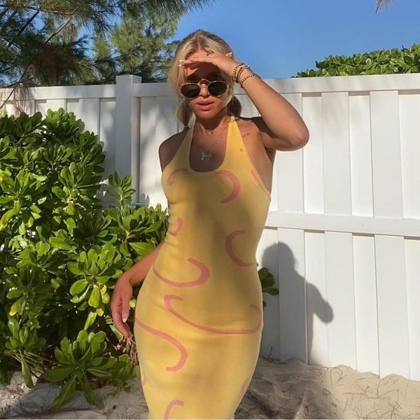midi long dress 2021 spring and summer o neck halter beach women casual print backless knit dresses bn92u, Black;gray
midi long dress 2021 spring and summer o neck halter beach women casual print backless knit dresses bn92u, Black;gray