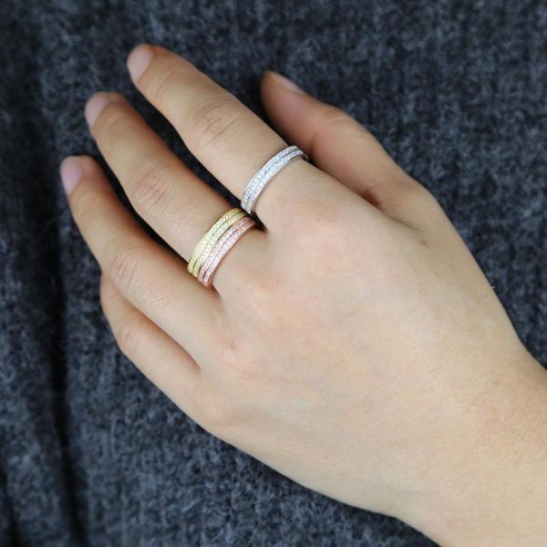 classic 925 sterling silver wedding ring jewelry with bling cz pave 2 layer band finger rings in rose gold cluster, Golden;silver
classic 925 sterling silver wedding ring jewelry with bling cz pave 2 layer band finger rings in rose gold cluster, Golden;silver