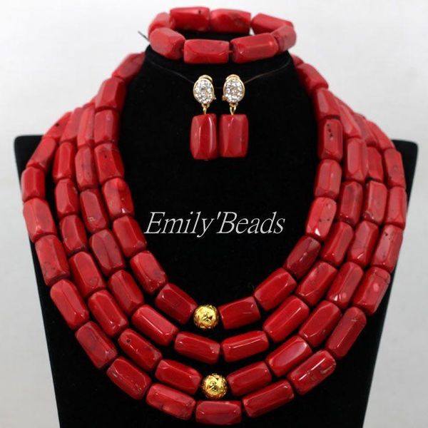 earrings & necklace chunky african coral beads set 4 layers red nigerian wedding bridal jewelry cj521, Silver
earrings & necklace chunky african coral beads set 4 layers red nigerian wedding bridal jewelry cj521, Silver