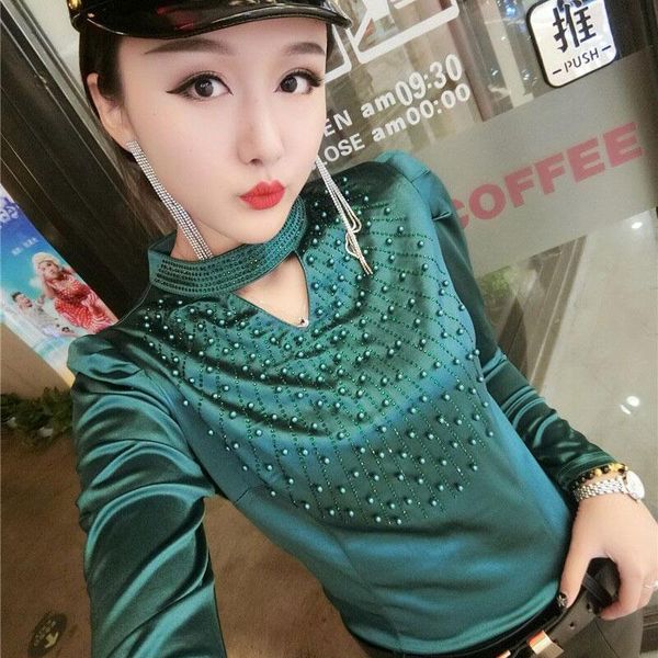women's blouses & shirts fashion beading bottoming shirt women long-sleeved slim v-neck blouse plus size 3xl, White
women's blouses & shirts fashion beading bottoming shirt women long-sleeved slim v-neck blouse plus size 3xl, White