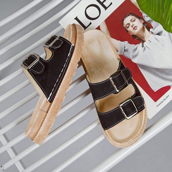 slippers women buckle flock leather slides shoes solid thick sole heels beach sandals outside flip flops summer a093 74o1, Black
slippers women buckle flock leather slides shoes solid thick sole heels beach sandals outside flip flops summer a093 74o1, Black