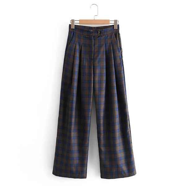 women spring autumn plaid loose wide leg pants vintage high waist full length female elegant fashion street trousers 210513, Black;white
women spring autumn plaid loose wide leg pants vintage high waist full length female elegant fashion street trousers 210513, Black;white