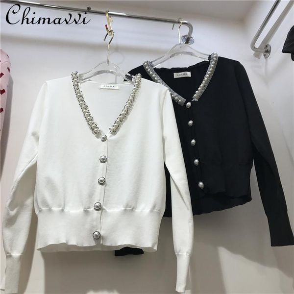 women's knits & tees gentle fashion beaded knitted cardigan for women 2021 autumn pearl buckle long sleeves v-neck slimming sweater, White
women's knits & tees gentle fashion beaded knitted cardigan for women 2021 autumn pearl buckle long sleeves v-neck slimming sweater, White