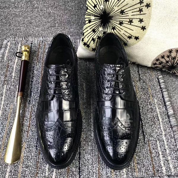 dress shoes authentic crocodile true belly skin men's derby oxford brogue genuine real alligator leather male business platform, Black
dress shoes authentic crocodile true belly skin men's derby oxford brogue genuine real alligator leather male business platform, Black