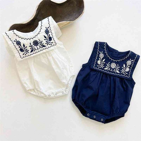 summer baby girl sleeveless sailor collar embroider rompers born kids infant clothes jumpsuits 210521, Blue
summer baby girl sleeveless sailor collar embroider rompers born kids infant clothes jumpsuits 210521, Blue