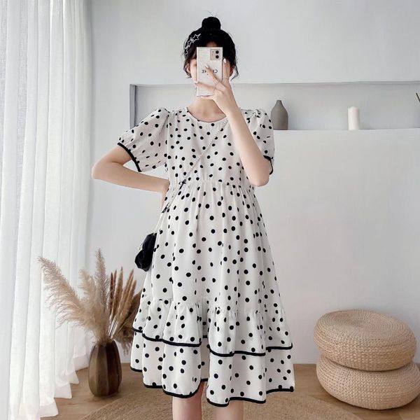 maternity dresses a295# summer korean fashion dot printed chiffon dress sweet a line loose clothes for pregnant women cute pregnancy, White
maternity dresses a295# summer korean fashion dot printed chiffon dress sweet a line loose clothes for pregnant women cute pregnancy, White