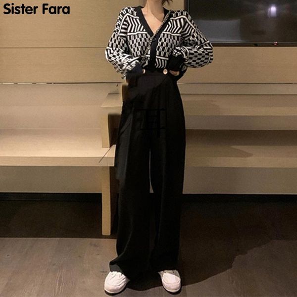 sister fara fashion knit cardigan sweater spring women's tracksuit two piece suit + straight loose wide leg pants autumn female, White
sister fara fashion knit cardigan sweater spring women's tracksuit two piece suit + straight loose wide leg pants autumn female, White