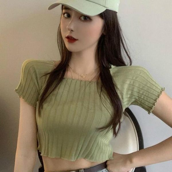 women's t-shirt t-shirts women crop solid mature square collar knit female personality trendy slim casual summer street style, White
women's t-shirt t-shirts women crop solid mature square collar knit female personality trendy slim casual summer street style, White