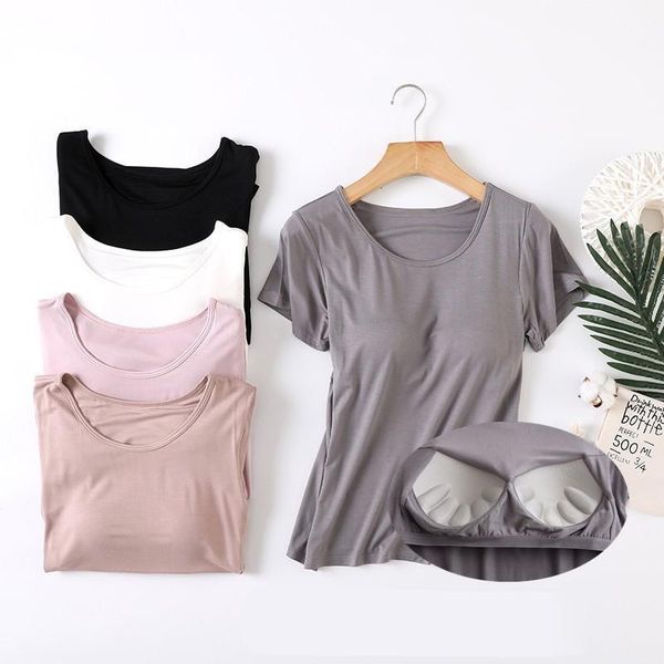 women's t-shirt modal home shirt with bra clothes sleep short sleeve summer for women sleeping wear lingerie feminina sleepwear xa147f, White
women's t-shirt modal home shirt with bra clothes sleep short sleeve summer for women sleeping wear lingerie feminina sleepwear xa147f, White