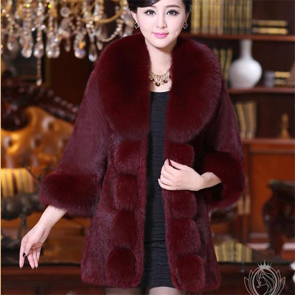 women's fur & faux woman plus size imitation collar v-neck full slim thicken long coat lady winter cardigan warm overcoat, Black
women's fur & faux woman plus size imitation collar v-neck full slim thicken long coat lady winter cardigan warm overcoat, Black