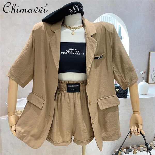 women's tracksuits 2021 summer short sleeve office lady casual suit blazer women wide leg high waist loose shorts female retro two piec, Gray
women's tracksuits 2021 summer short sleeve office lady casual suit blazer women wide leg high waist loose shorts female retro two piec, Gray