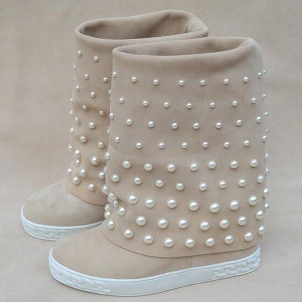 real picture woman inner heel boots pearls beading suede leather large size black beige
real picture woman inner heel boots pearls beading suede leather large size black beige