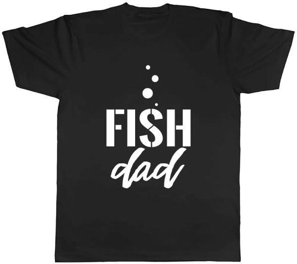 fish dad mens t-shirt tee, White;black 
fish dad mens t-shirt tee, White;black