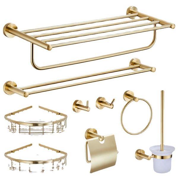 bath accessory set bathroom nordic brass brushed stainless steel towel rack 304 simple golden thickening
bath accessory set bathroom nordic brass brushed stainless steel towel rack 304 simple golden thickening