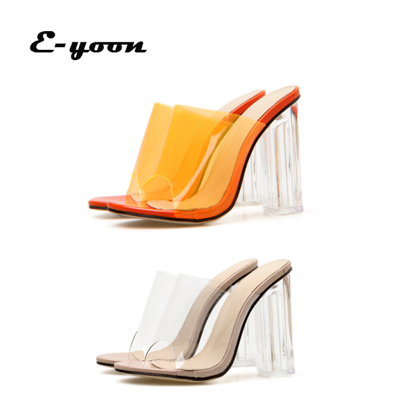 sandals concise simple transparent pvc plastic square platform high heel women open toe crystal, Black
sandals concise simple transparent pvc plastic square platform high heel women open toe crystal, Black