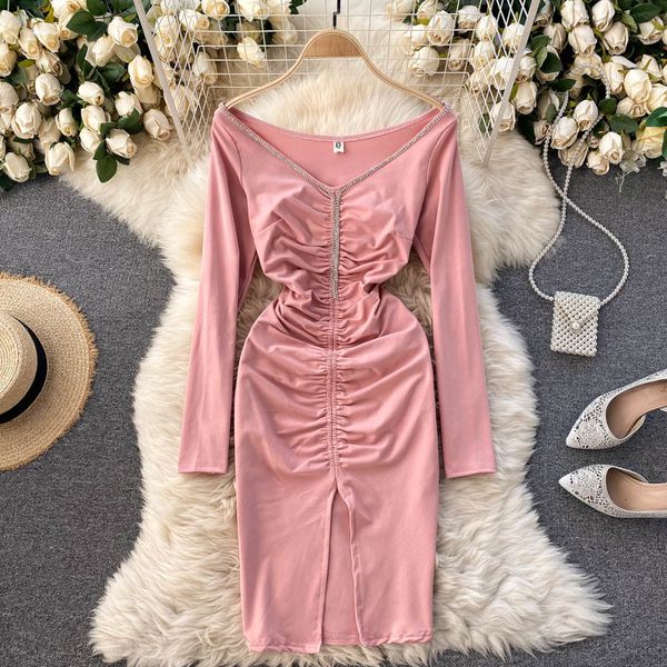 singreiny design ruched pencil dress women v neck long sleeve elegant solid party dresses autumn korean split short dress 210419, Black;gray
singreiny design ruched pencil dress women v neck long sleeve elegant solid party dresses autumn korean split short dress 210419, Black;gray