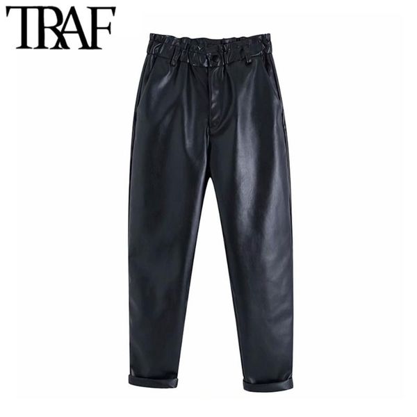 women's pants & capris traf women vintage stylish faux leather high waisted harem fashion elastic paperbag waist pockets female pu ankl, Black;white
women's pants & capris traf women vintage stylish faux leather high waisted harem fashion elastic paperbag waist pockets female pu ankl, Black;white