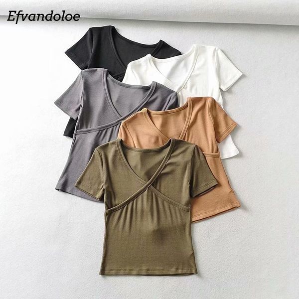 women's t-shirt women cross v-neck elastic slim tshirts 2021 short sleeve cropped solid color tee summer, White
women's t-shirt women cross v-neck elastic slim tshirts 2021 short sleeve cropped solid color tee summer, White