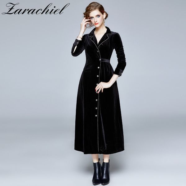 autumn winter black women vintage long-sleeved single-breasted notched long lady elegant a-line velvet dress 210416, Black;gray
autumn winter black women vintage long-sleeved single-breasted notched long lady elegant a-line velvet dress 210416, Black;gray