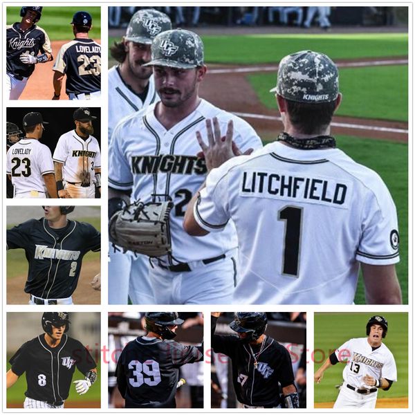 custom ucf knights baseball stitched any name number jersey major posey jj gonzalez connor allen chad luensmann jaylyn whitehead, Black