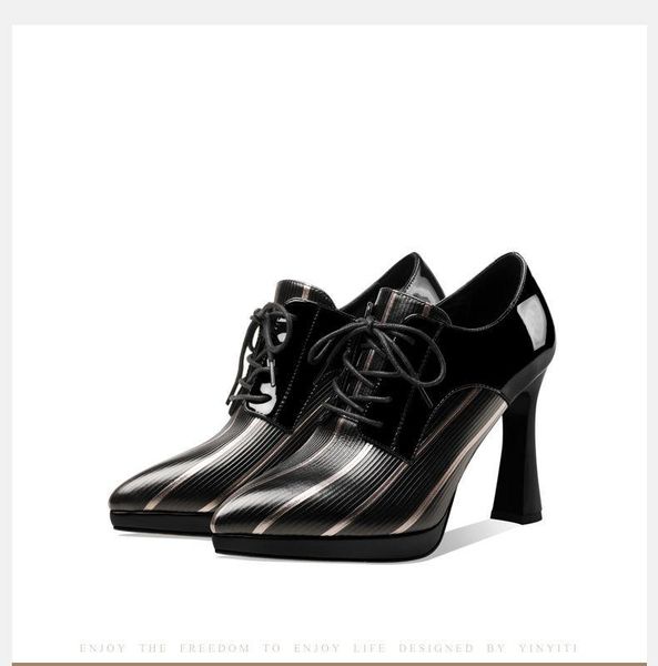 dress shoes 2021 genuine leather high heels fashion lace up women pumps spring autumn mixed colors casual sliver, Black
dress shoes 2021 genuine leather high heels fashion lace up women pumps spring autumn mixed colors casual sliver, Black