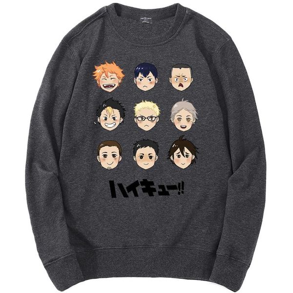 men's hoodies & sweatshirts haikyuu printing autumn winter brand oversized sweatshirt men japan anime fashion pullover harajuku streetw, Black