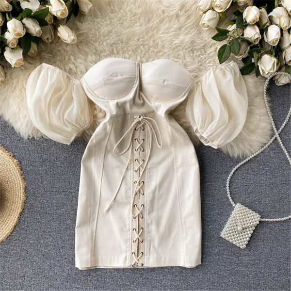 women strapless tube dress summer puff sleeve bandage slim mini party fashion club short gown female clothes 2021 women's swimwear, White;black
women strapless tube dress summer puff sleeve bandage slim mini party fashion club short gown female clothes 2021 women's swimwear, White;black