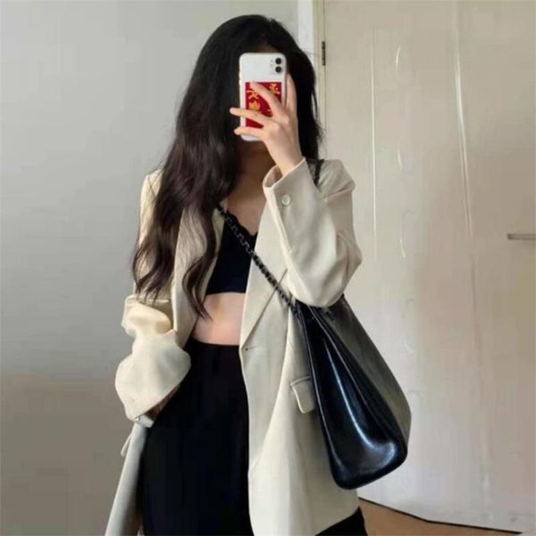 women's suits & blazers 2021 autumn korean long women blazer jacket lady casual loose skinny suit coat solid work female outerwear, White;black
women's suits & blazers 2021 autumn korean long women blazer jacket lady casual loose skinny suit coat solid work female outerwear, White;black
