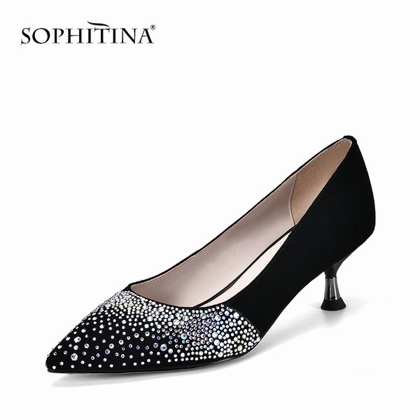 sophitina pointed toe pumps elegant kid suede thin heel fashion design handmade shoes women's pumps so305 210513, Black
sophitina pointed toe pumps elegant kid suede thin heel fashion design handmade shoes women's pumps so305 210513, Black