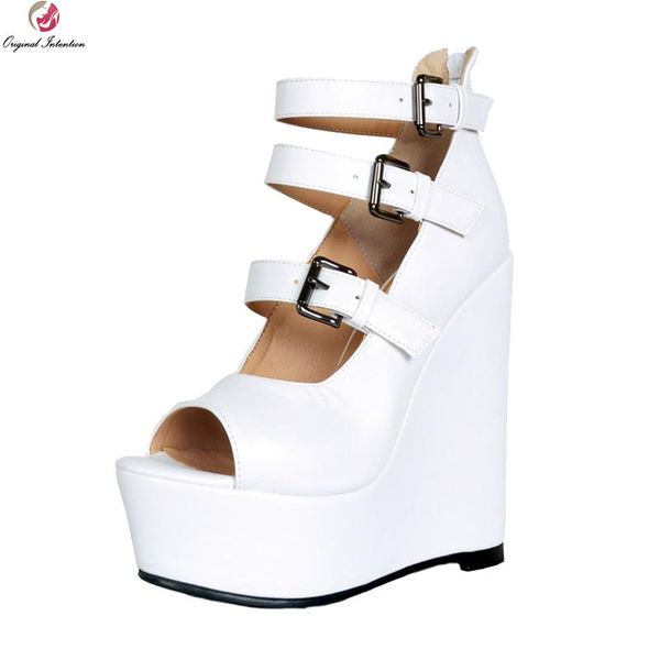 original intention super women sandals fashion buckles open toe wedges elegant white ladies shoes woman plus us size 4-15, Black
original intention super women sandals fashion buckles open toe wedges elegant white ladies shoes woman plus us size 4-15, Black