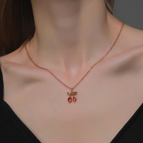 european and american ornaments sweet temperament inlaid small cherry necklace fine copper zircon fruit clavicle chain pendant necklaces, Silver
european and american ornaments sweet temperament inlaid small cherry necklace fine copper zircon fruit clavicle chain pendant necklaces, Silver