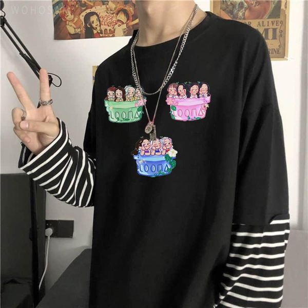 women's t-shirt 2021 loona kawaii cartoon summer o-neck long sleeve korean fashion kpop harajuku fake two women t shirt, White
women's t-shirt 2021 loona kawaii cartoon summer o-neck long sleeve korean fashion kpop harajuku fake two women t shirt, White