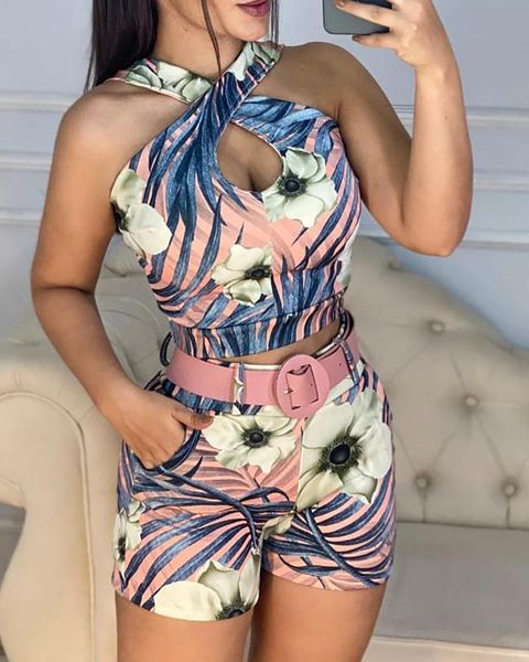 women's tracksuits fashion printing halter two piece sets women tracksuit crop +elastic shorts sporty matching casual female outfit, Gray
women's tracksuits fashion printing halter two piece sets women tracksuit crop +elastic shorts sporty matching casual female outfit, Gray