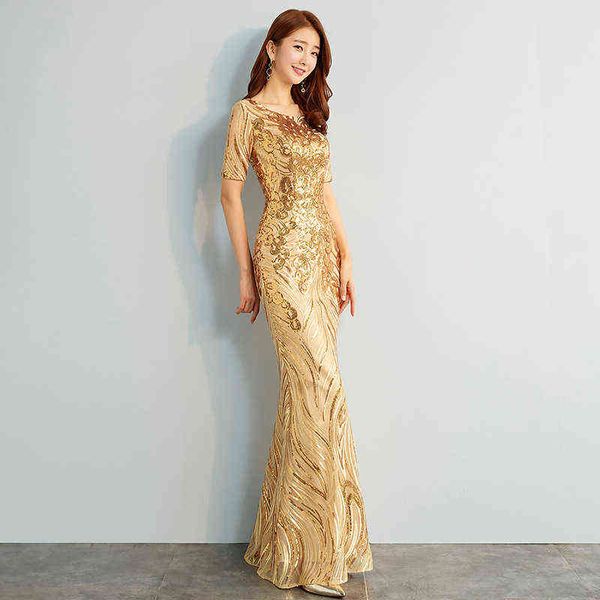 luxury prom dresses evening female 2021 autumn banquet graduation elegant golden host performance, Black
luxury prom dresses evening female 2021 autumn banquet graduation elegant golden host performance, Black