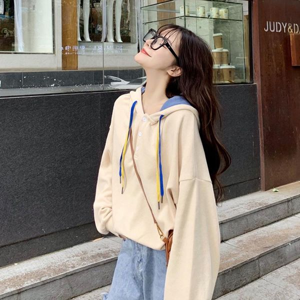 women's hoodies & sweatshirts apricot hooded loose korean version 2021 spring and autumn student salt department versatile long sleeve, Black
women's hoodies & sweatshirts apricot hooded loose korean version 2021 spring and autumn student salt department versatile long sleeve, Black