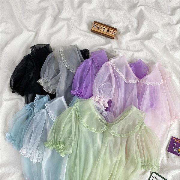 women's blouses & shirts women sheer mesh short sleeve transparent sweet princess lolita kawaii lace mori girl bottom blouse, White
women's blouses & shirts women sheer mesh short sleeve transparent sweet princess lolita kawaii lace mori girl bottom blouse, White