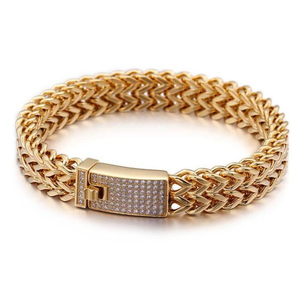 link, chain 316 stainless steel biker link bracelets for men crystal rhinestone charm trendy gold curb mesh bracelet male, Black
link, chain 316 stainless steel biker link bracelets for men crystal rhinestone charm trendy gold curb mesh bracelet male, Black
