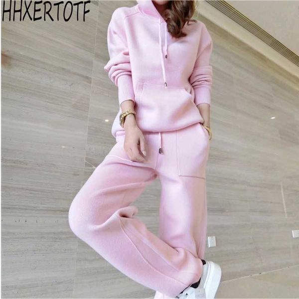 arrival korean winter knitted tracksuit thick hooded loose sweater + pants 2 pieces set suit 210531, White
arrival korean winter knitted tracksuit thick hooded loose sweater + pants 2 pieces set suit 210531, White