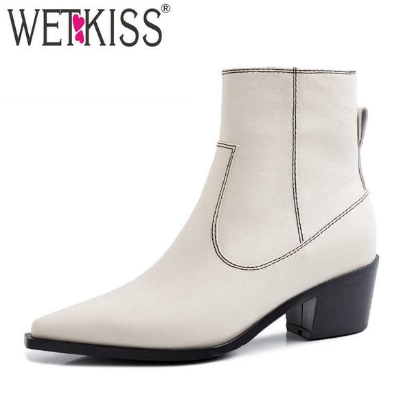 wetkiss western boots women cow leather ankle booties female high heels thick shoes ladies pointed toe sewing shoes winter 210630, Black
wetkiss western boots women cow leather ankle booties female high heels thick shoes ladies pointed toe sewing shoes winter 210630, Black