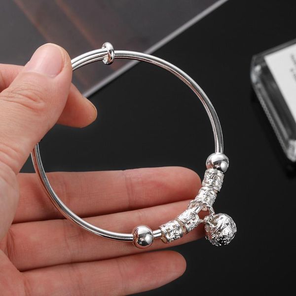 bangle sliver 925 silver plated bracelet charm artificial crystal stone cuff bell pendants women jewelry gift, Black
bangle sliver 925 silver plated bracelet charm artificial crystal stone cuff bell pendants women jewelry gift, Black