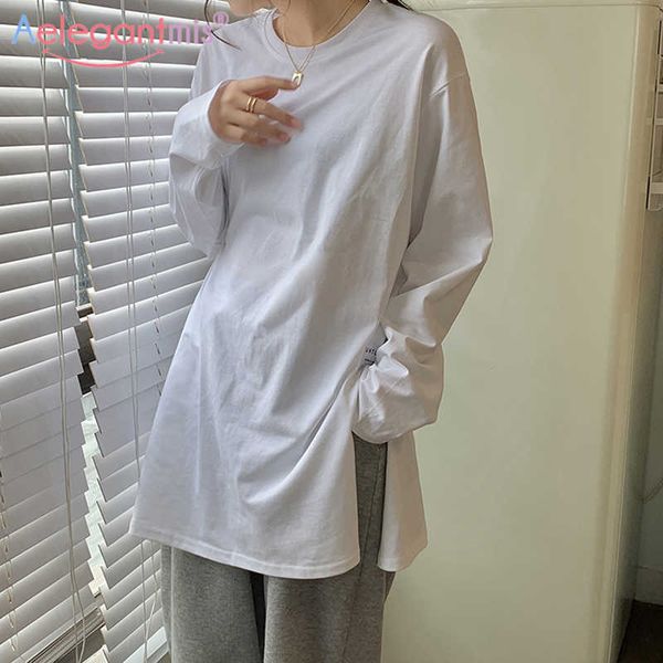 aelegantmis bottoming loose t shirts women split oversized basic lady solid long sleeves korean spring 6 colors chic 210607, White
aelegantmis bottoming loose t shirts women split oversized basic lady solid long sleeves korean spring 6 colors chic 210607, White