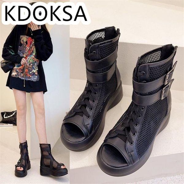 platform shoes women's summer high heels net gauze cold boots wedge thick soles fish mouth roman sandals, Black
platform shoes women's summer high heels net gauze cold boots wedge thick soles fish mouth roman sandals, Black