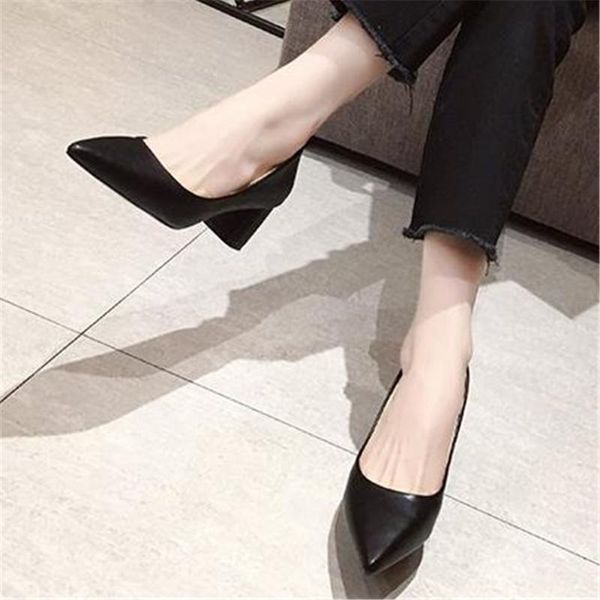 dress shoes european style pointed high heels korean fashion small single female 2021 spring thick with women's, Black
dress shoes european style pointed high heels korean fashion small single female 2021 spring thick with women's, Black