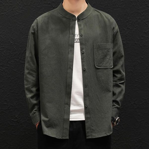 men's casual shirts mrgb cotton linen long sleeve 2021 korean solid color stand up collar man oversized blouses male shirt, White;black
men's casual shirts mrgb cotton linen long sleeve 2021 korean solid color stand up collar man oversized blouses male shirt, White;black