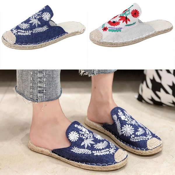 slippers woman summer sandals breathable embroidery flower flat women canvas casual shoes mules lazy, Black
slippers woman summer sandals breathable embroidery flower flat women canvas casual shoes mules lazy, Black