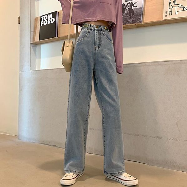 high-waisted jeans women's autumn and winter korean loose straight pants wide legs thin old daddy, Blue
high-waisted jeans women's autumn and winter korean loose straight pants wide legs thin old daddy, Blue