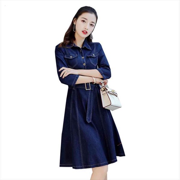 denim korean spring autumn women dress 3 4 sleeve mid length lady elegant a line jeans vestidos feminine y330, Black;gray
denim korean spring autumn women dress 3 4 sleeve mid length lady elegant a line jeans vestidos feminine y330, Black;gray