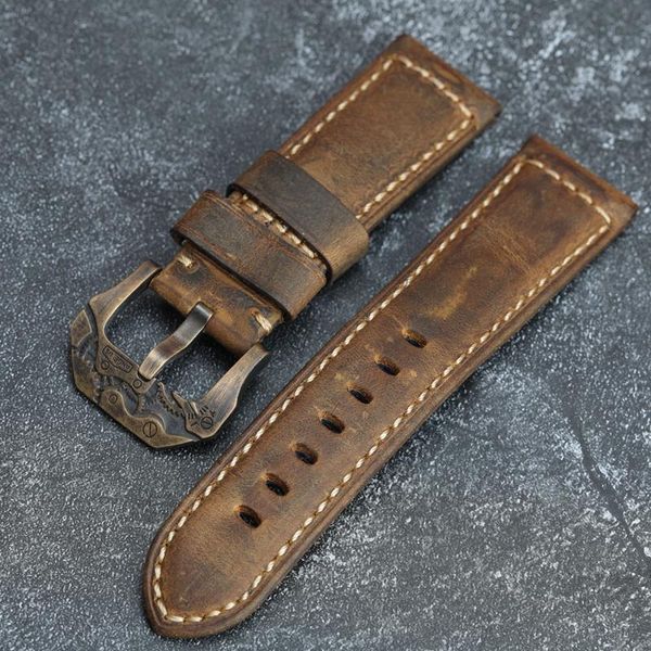 watch bands bronze buckle handmade retro crazy horse leather watchband 22 24 26mm for pam strap, Black;brown
watch bands bronze buckle handmade retro crazy horse leather watchband 22 24 26mm for pam strap, Black;brown